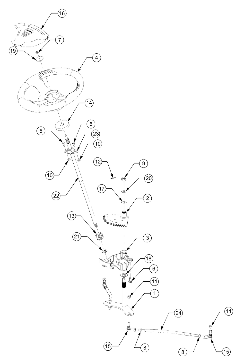 Steering Diagram and Parts List for GT2186-44 13A298L710-13A298L712 Cub Cadet Lawn Tractor